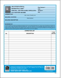 2012 International Residential Code Plan Review Records 