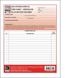 2015 International Fire Code Sprinkler Plan Review Records (Cover Image)